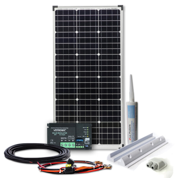 100W Mono-HV Wohnmobil Solaranlage - Votronic MPPT Laderegler und HXH Haltespoiler