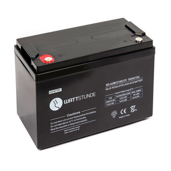 WATTSTUNDE® 100 Ah Akku AGM12-100 12V VRLA AGM Batterie C10