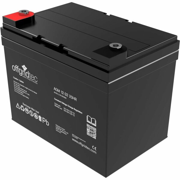 Offgridtec® AGM 32Ah 20HR 12V - Solar Batterie Akku Extrem zyklenfest