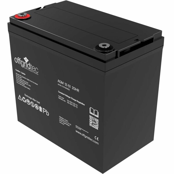 Offgridtec® AGM 51Ah 20HR 12V - Solar Batterie Akku Extrem zyklenfest