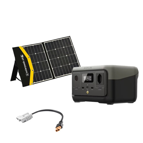 EcoFlow RIVER 2 Powerstation 256 Wh CH Bundle mit Solartasche 90W