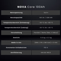 WATTSTUNDE® NOVA Core 100Ah Batterie LiFePO4